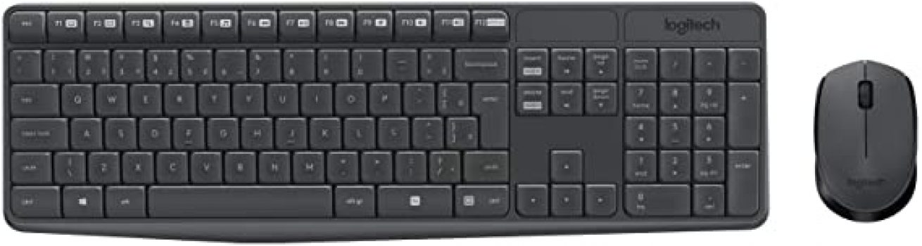 Combo Teclado e Mouse sem fio Logitech MK235 com Conexão USB, Pilhas Inclusas e Layout ABNT2